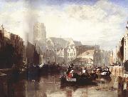Sir Augustus Wall Callcott View of the Grote Kerk,Rotterdam,with Figures and Boats in the Foreground France oil painting artist